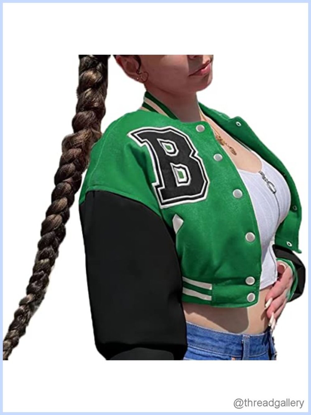 Crop Varsity Jacket Stitched Leather Baseball Bomber Jacket Y2K Streetwear